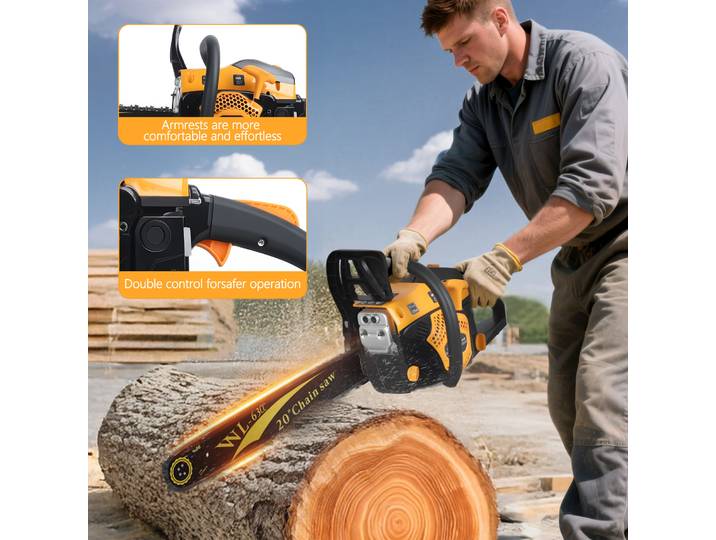 Tronçonneuse 63 cm³ multifonctionnelle haute puissance pour usage domestique, petite scie à chaîne importée pour l'abattage d'arbres