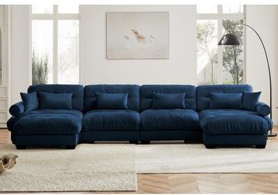 Abrihome "166"" Modular U-shaped Sectional Sofa Cloud Couch with Movable Ottomans"
