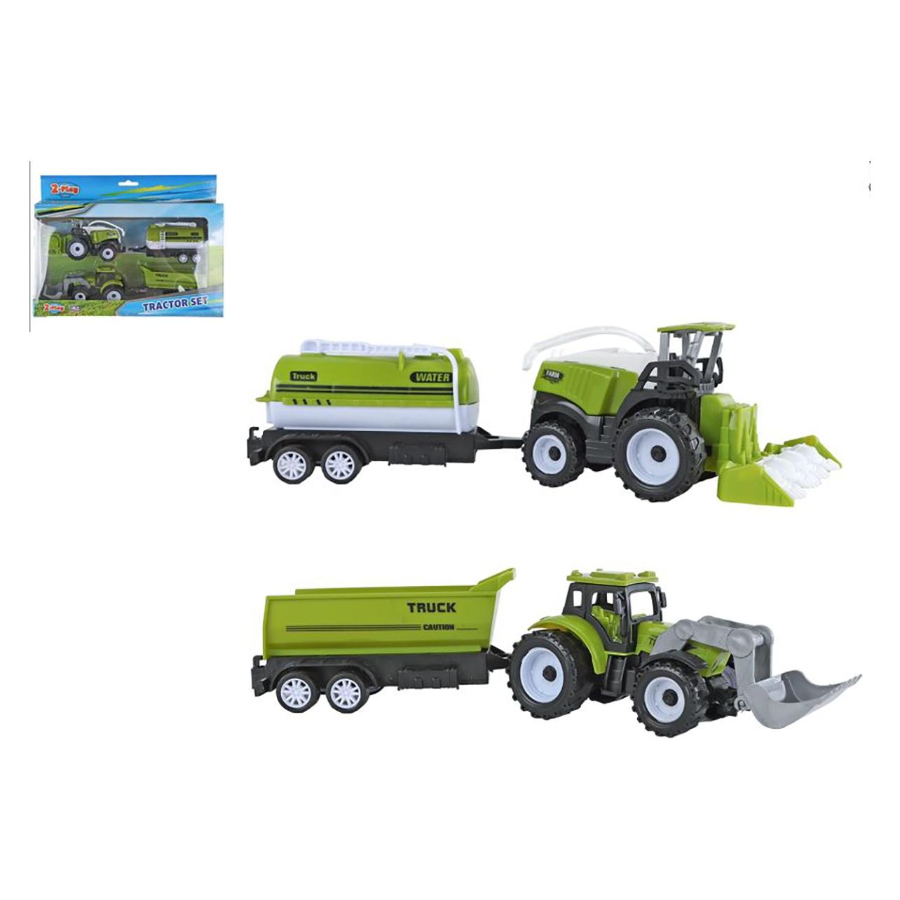 2-Play 2- Play Traktor und Mähdrescher mit 2 Anhängern, 24cm (58909218)