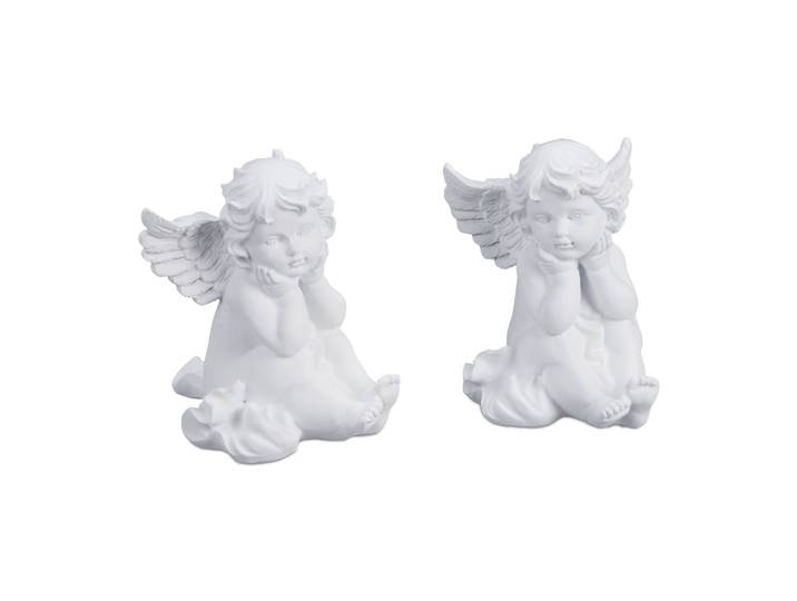 Sitzende Grabengel 2er-Set Weiss