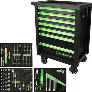KS-Tools Werkzeugwagen COMPETITION, 512.3119, 119-teilig, schwarz, 7 Schubladen, mit Werkzeug