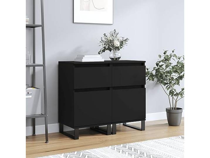 HEFZGDB Beistellschrank mit Eisenbeinen Sideboard Stauraum Kommode in Weiß Holzwerkstoff – Weißes Sideboard für Zuhause im zeitlosen Design, 2 Stück, 40x35x70 cm