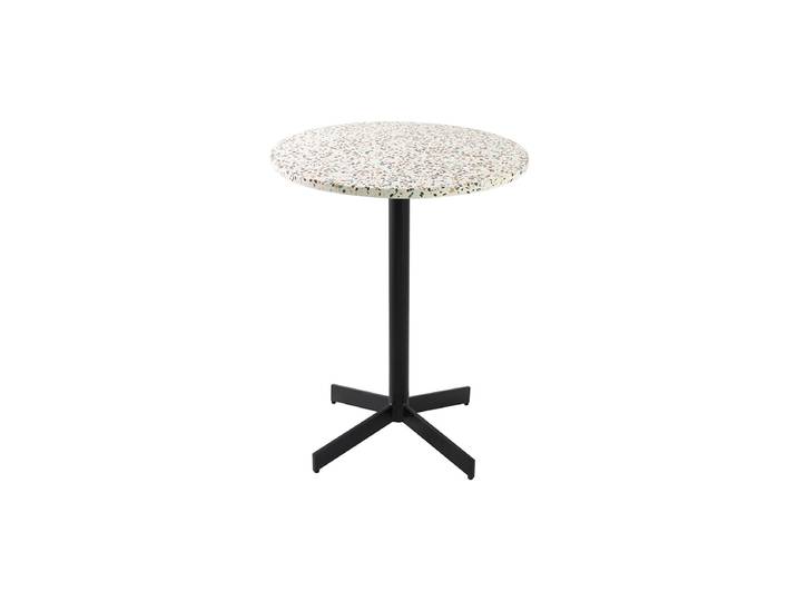 Runder Bistrotisch aus Terrazzo und schwarzem Metall D60 cm MEERA