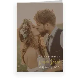 Dankeskarte zur Hochzeit in Beige im Design "Unvergesslich" - Musterkarte