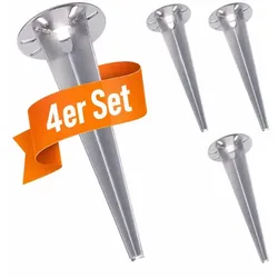 Relaxdays Erdspieß für Gartenleuchte 4er Set Silber