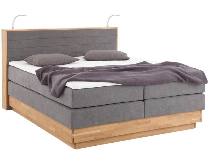 Boxspringbett, Microfaser, Anthrazit, 184×222 cm, Mit Bettkasten & Topper, Modern, Home affaire