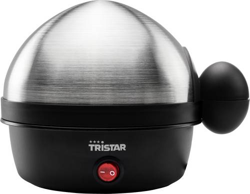 Tristar EK-3076 Eierkocher mit Messbecher, Kontrollleuchte Edelstahl, Schwarz