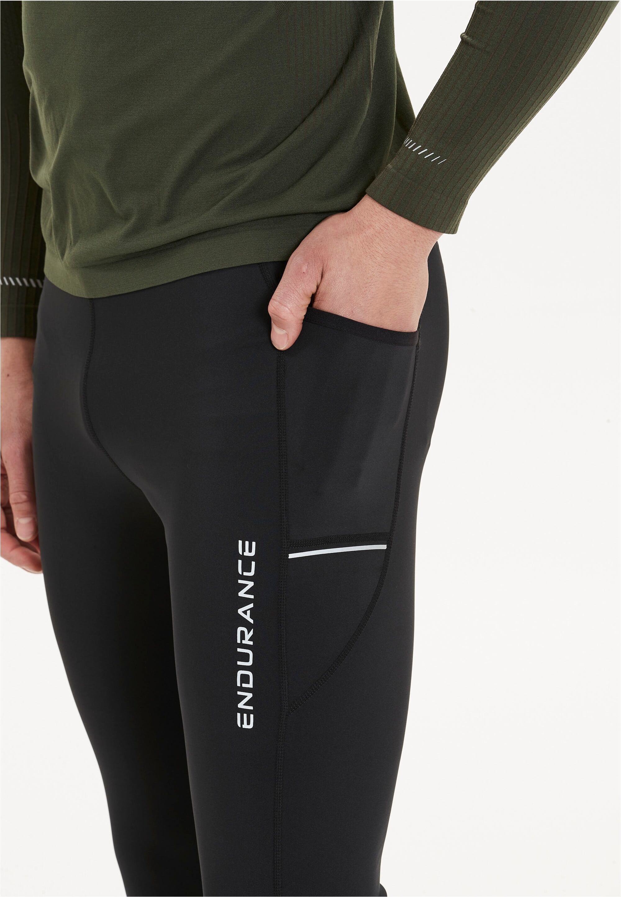 Lauftights ENDURANCE "Energy 2", Herren, Gr. 3XL, US-Größen, schwarz, 81% Polyester, 19% Elasthan, unifarben, Hosen, im funktionalen Dreiviertel-Design