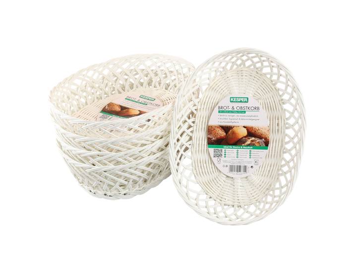 Brotkorb KESPER Brot- & Obstkorb, oval, 5er Set , weiß, B:31cm H:8,5cm L:23,5cm, Kunststoff, Lebensmittelaufbewahrungsbehälter, Brotkorb, Breite ca. 31 cm