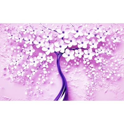 Fototapete PAPERMOON "Blumen Baum lila", bunt, B:4m L:2,6m, Vlies, Tapeten