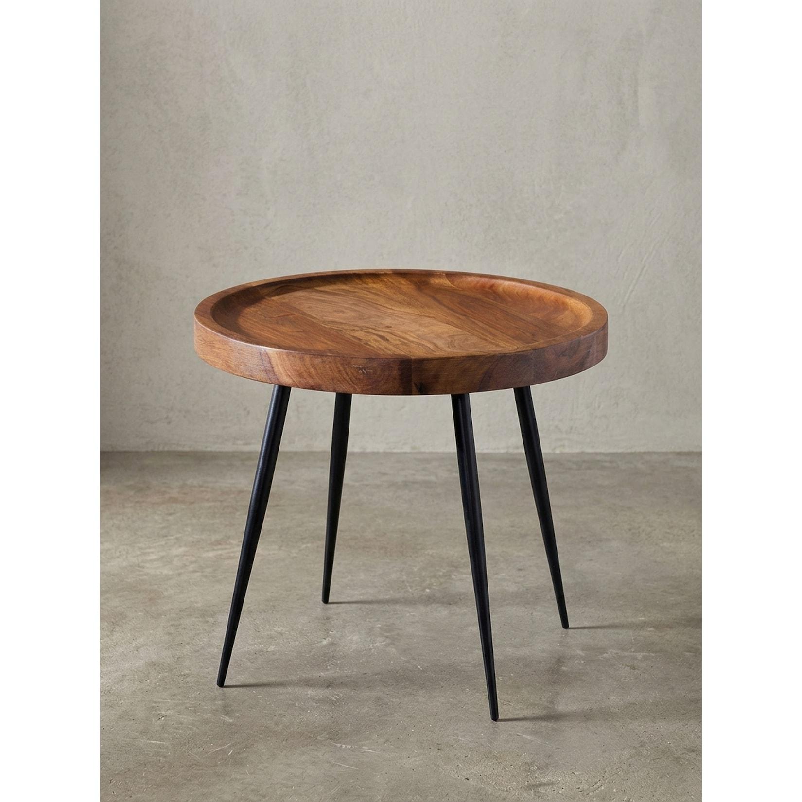 Beistelltisch – Massivholz, Metall, 46x40x46 cm, Industrial Stil