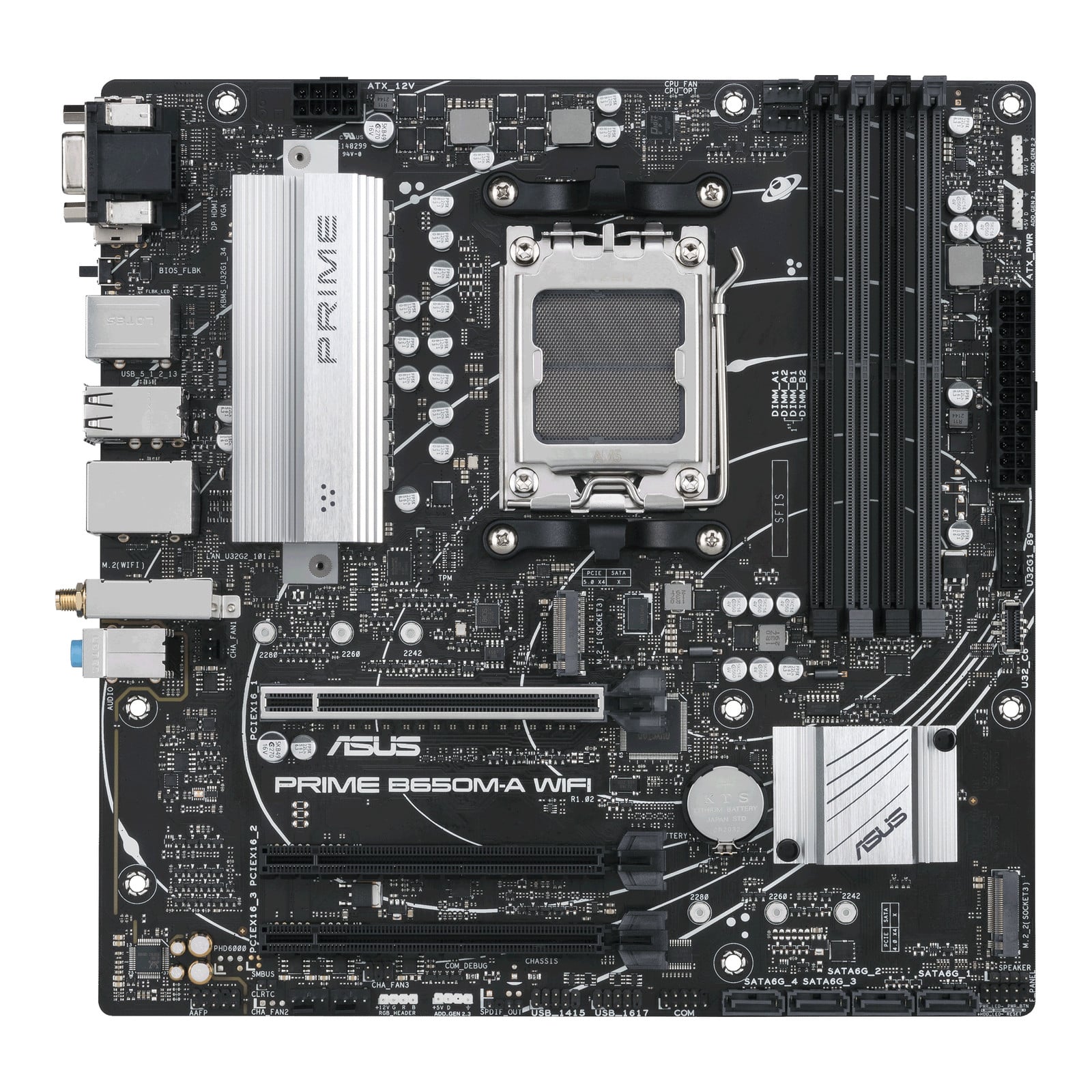 Asus PRIME B650M-A WIFI moederbord met AMD B650 chipset en socket AM5, micro ATX