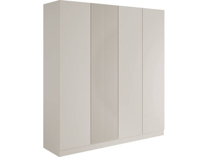 MIRJAN24 Kleiderschrank Como 4D, Garderobenschrank mit vier Drehtüren, Drehtürenschrank, Kleiderstange (Farbe: Cashmere)