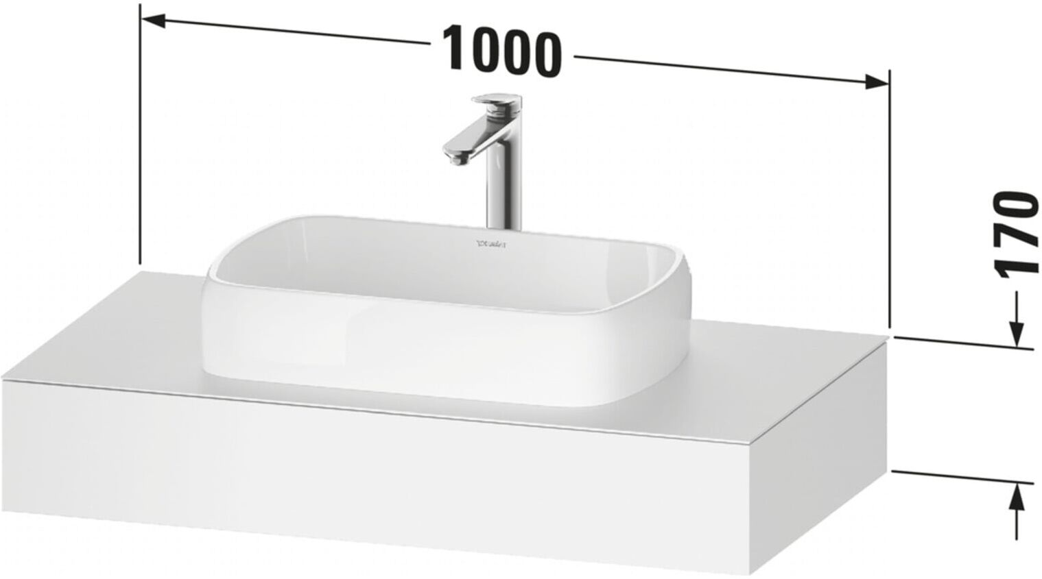 Duravit Konsole Qatego 100x55x17cm, Tau supermatt, 1 Ausschnitt (QA4801083830000)