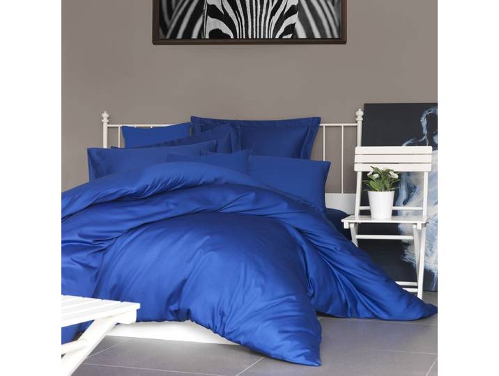 Premium Satin Bettwäsche Set Dunkelblau - 135x200 - Blau - Baumwoll - Satin - Luxusbetten24