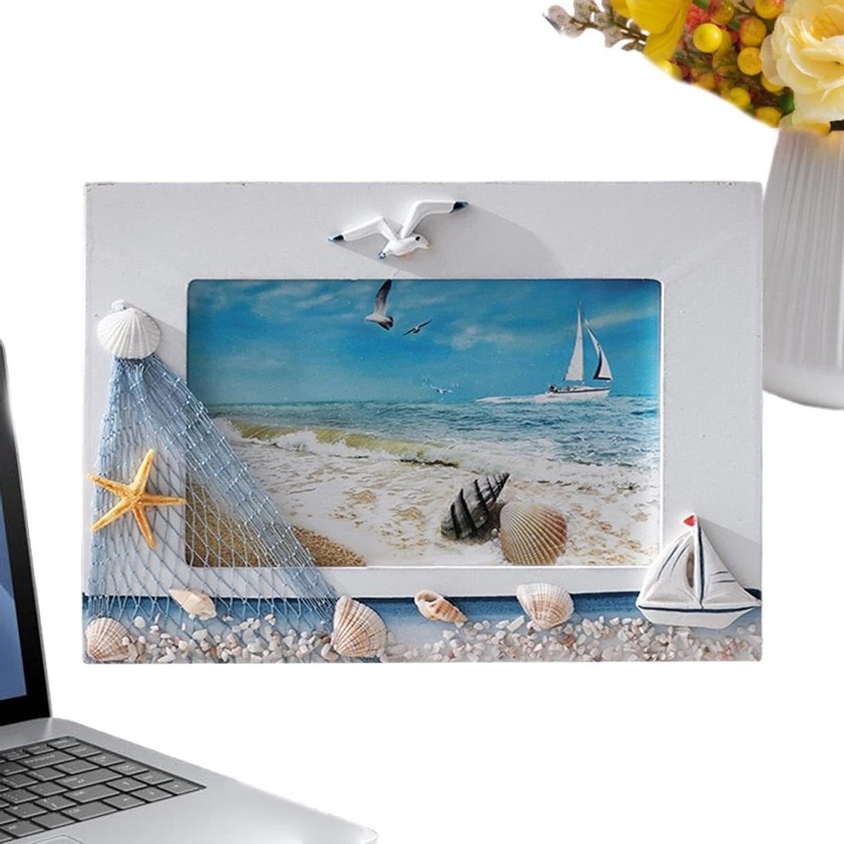 Houten Fotolijst met Zeilboot Ontwerp - 21 x 16 cm