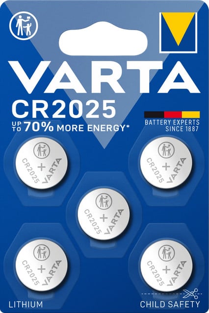 Varta Lithium Coin CR2025 BLI, 5 stuks