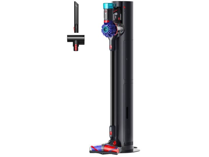 DYSON Akku-Hand-und Stielstaubsauger Dyson V10 Konical™ + Auto-empty Dok™ Schwarz/Blau , schwarz (schwarz, blau), B:29cm H:121cm T:47cm, Akkusauger, Akku-Hand-und Stielstaubsauger
