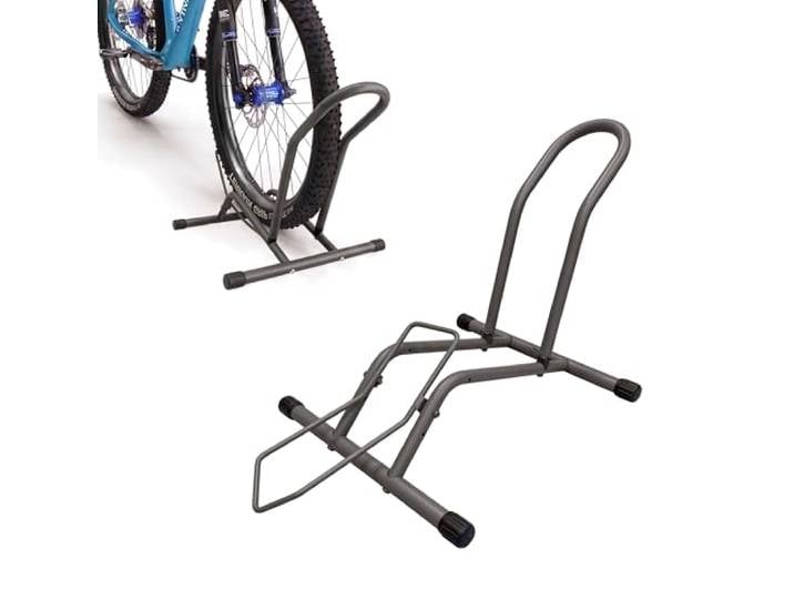 Support vélo Relaxdays\, 16–29 pouces\, largeur pneu max. 10\,5 cm\, pour roue avant ou arrière\, au sol\, 1 vélo\, anthracite