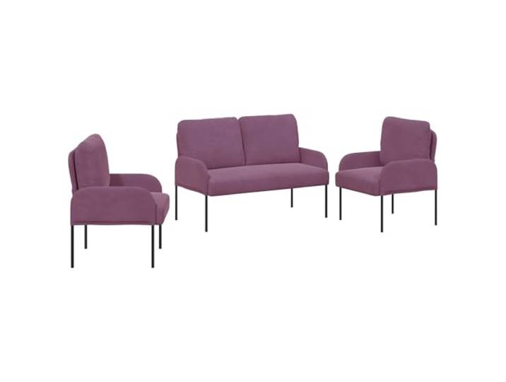 GHVBNMF 3-teiliges Sofaset mit Kissen 115x56x80 cm Sperrholz Lila Moderne Couchgarnitur für Wohnzimmer und Lounge, weicher Polyesterbezug, Metallbeine und bequeme Kissen.