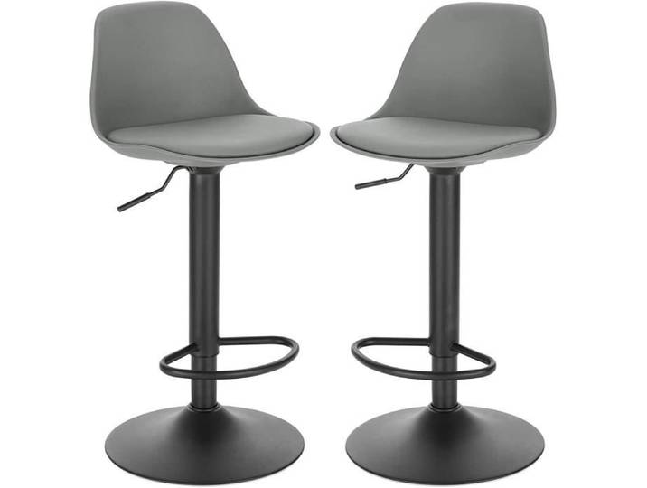 EUGAD Tabourets de Bar Lot de 2 pivotant Tabouret de Bar en Cuir synthétique réglable en Hauteur Gris