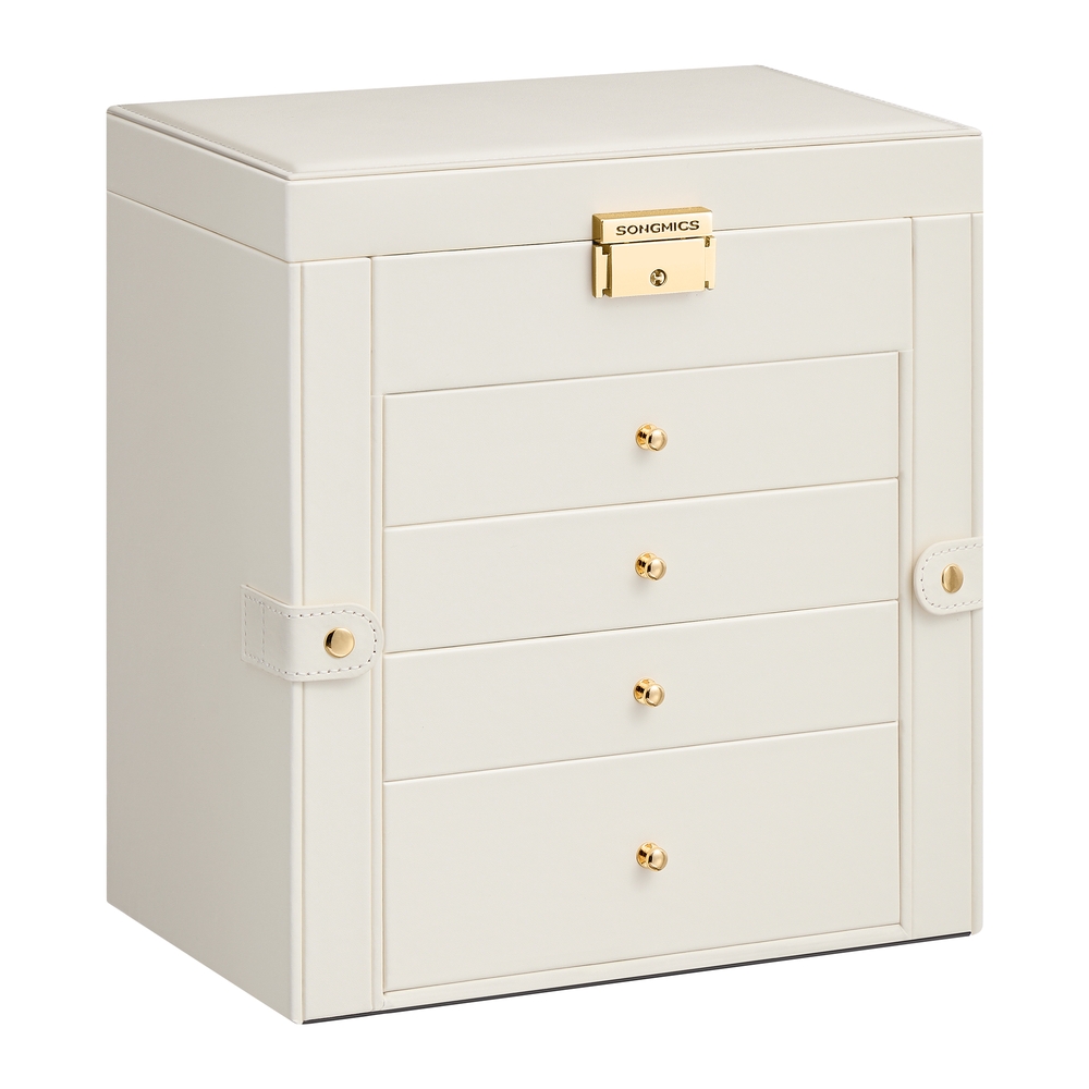 SONGMICS Schmuckkästchen 5 Ebenen weiß JBC153WD03