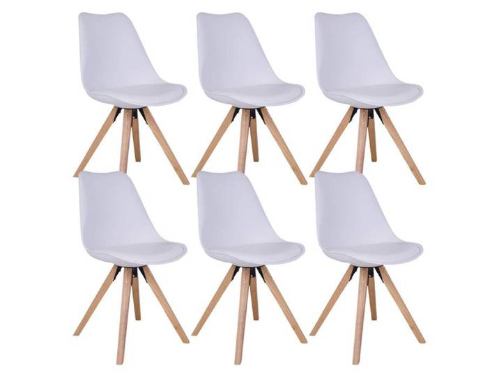 NIBBEN - Lot de 6 Chaises Blanches et Piétement Hévéa