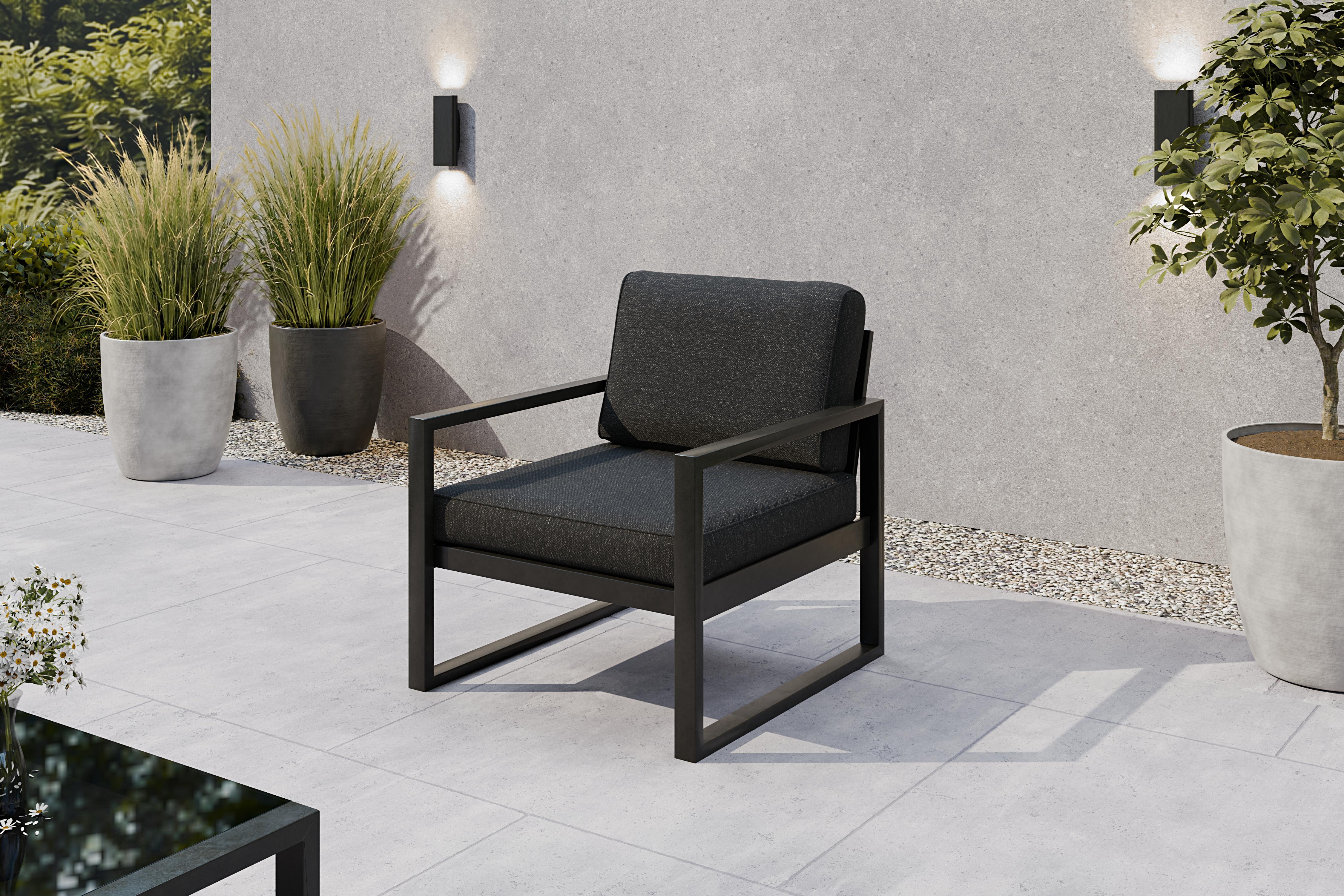 SOLAR Moderner Garten-Loungesessel mit Metallgestell - Wetterfeste Polster - Verschiedene Farben S/PD05