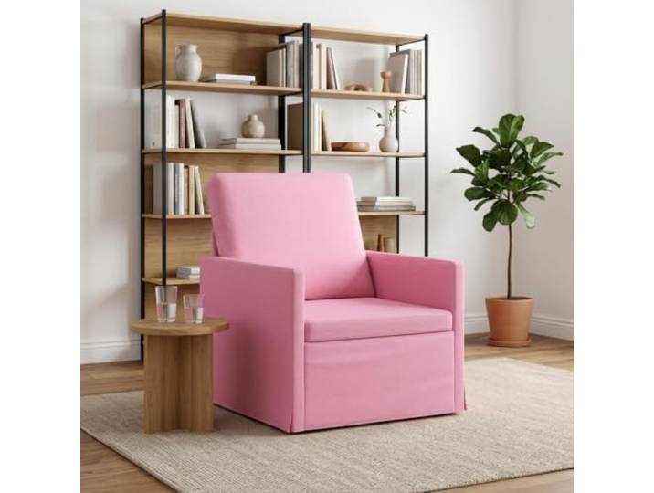 Sessel Rosa 70 x 81 x 82 cm Stoff Metallrahmen,Kissenrücken,100% Polyester,Schaumstoffpolsterung,Armlehnen,modernes Design