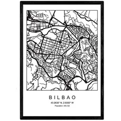 POSTER Bilbao Stadtkarte – Nordisch A4 Schwarzer Rahmen