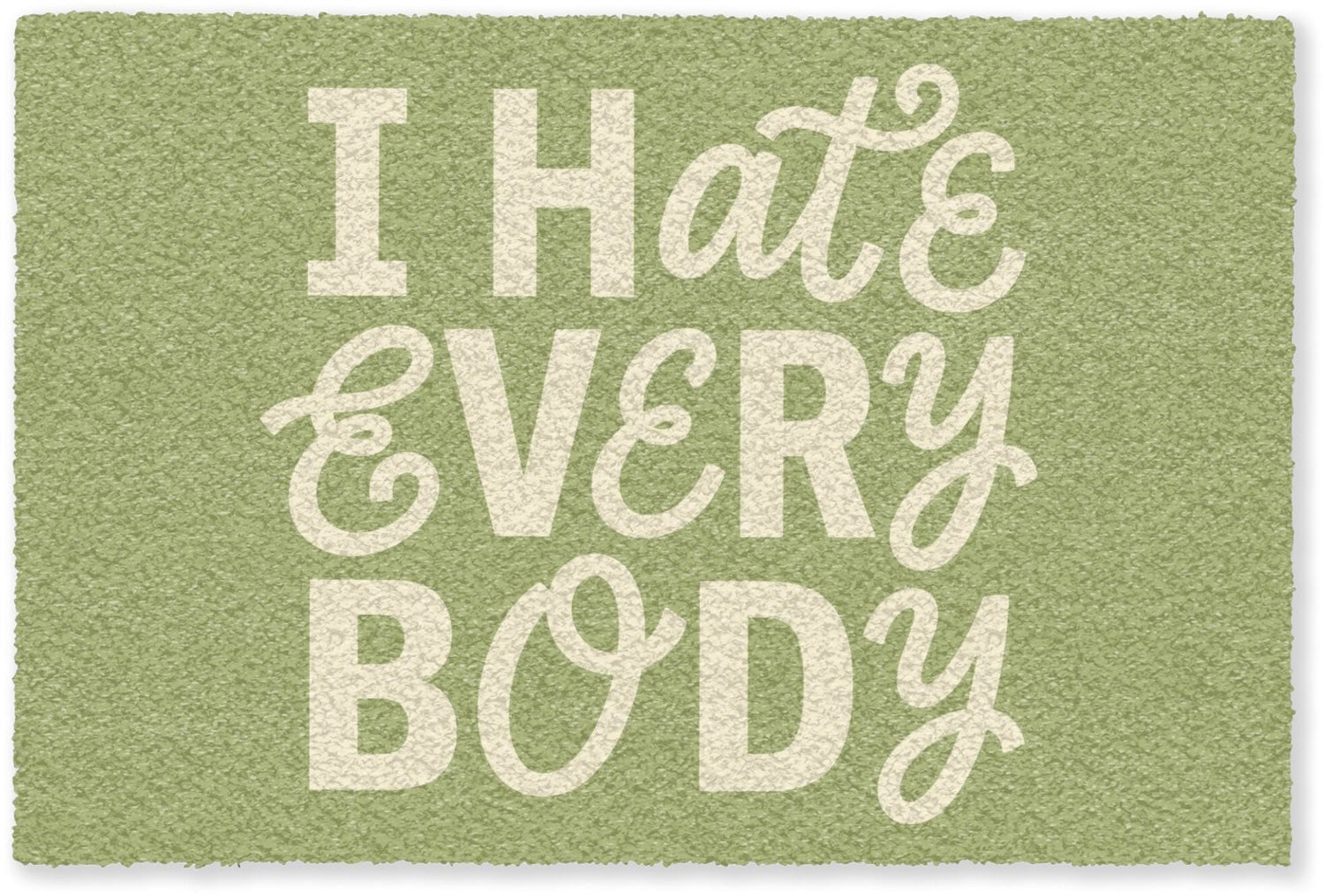 Groene retro deurmat I hate everybody B/D: 120 x 80 cm