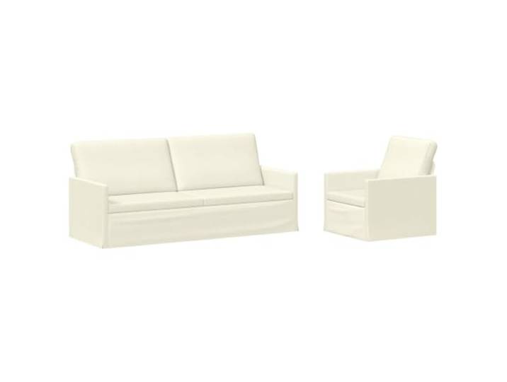 vidaXL Sofa-Set 2 pcs Creme Cordstoff Bietet langfristige Unterstützung, Garantiert plüschige Entspannung, Verbessern die Nutzungskomfort