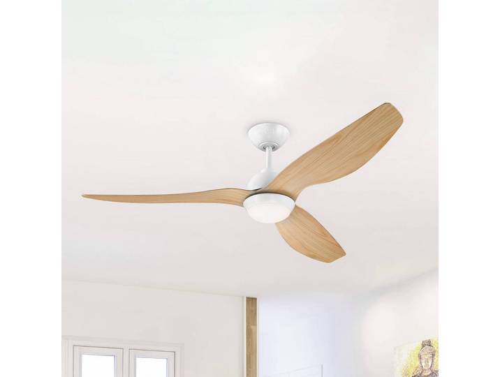 Westinghouse LED-Deckenventilator 7316140, DC, leise, 132 cm, dimmbar, Holz hell, für Wohn- / Esszimmer, Kunststoff, Modern