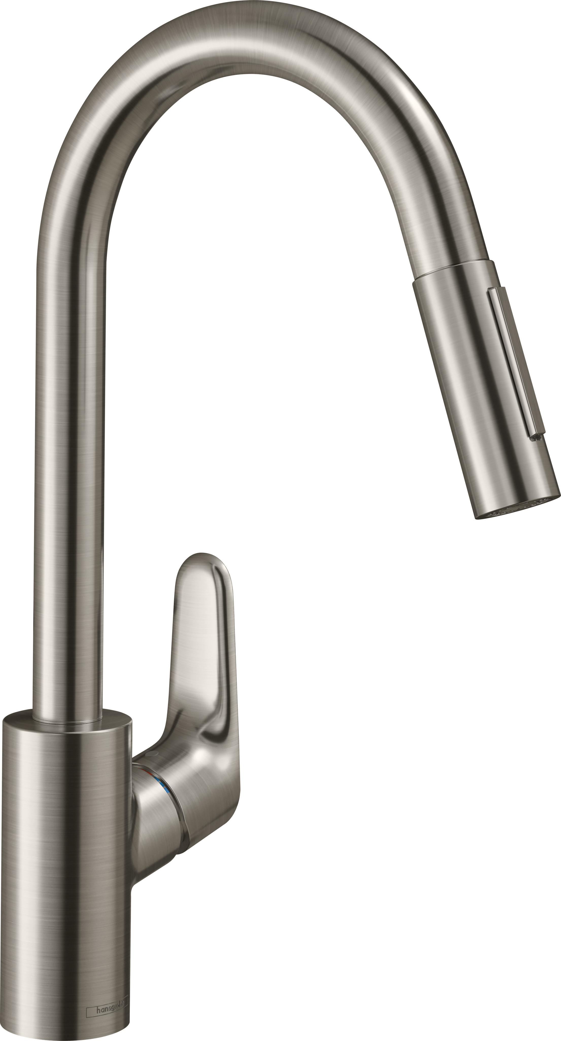 hansgrohe Spültisch-Einhebelmischer 240 Focus M41 EcoSmart m Ausz-br, 2jet, 5,8 l/m., Edelstahl-Optik