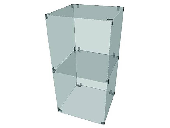 goodsforbusiness Glassteckvitrine Glasregal „Mini“ m. Rückwand Vitrine 2 Fächer Glasplatten 40x40cm Sicherheitsglas Verkaufsvitrine Ausstellungsvitrine Messevitrine Verkaufsregal Selbstbauvitrine