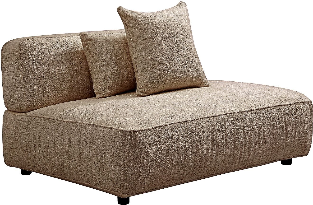 Vente-unique Gerade Récamiere aus Bouclé-Stoff in Taupe LELACO