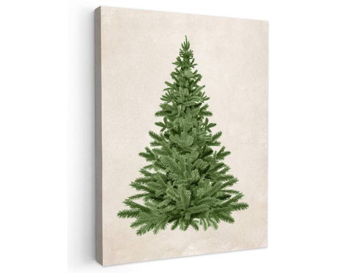 MuchoWow Leinwandbild - Weihnachtsbaum - Grün - Weihnachten - Feiertage - 60x80 - Gemälde, Olivgrün, Textil, Kiefer, Abstrakt, Rechteckig, 60x80 cm, gerahmt, Bilder & Rahmen, Bilder, Wandbilder