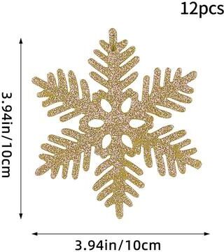 Uplift Treasures Pink Glitter Snowflake Christmas Tree Ornaments Set golden B Style