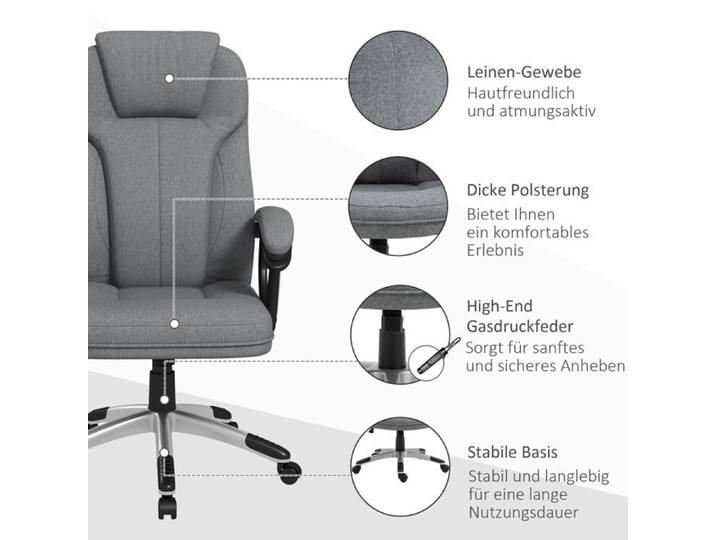 Feuille épaissie chaise de bureau chaise d'ordinateur ergonomique avec fonction rocker hauteur réglable appuie - tête accoudoirs e