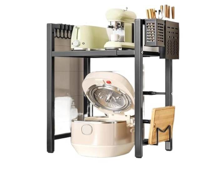 Mikrowellenregal, Mikrowellenständer, verstellbares Regal mit Haken, 36 kg Tragkraft