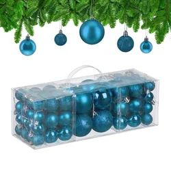 Relaxdays Weihnachtskugeln 76er Set Silber,Türkis