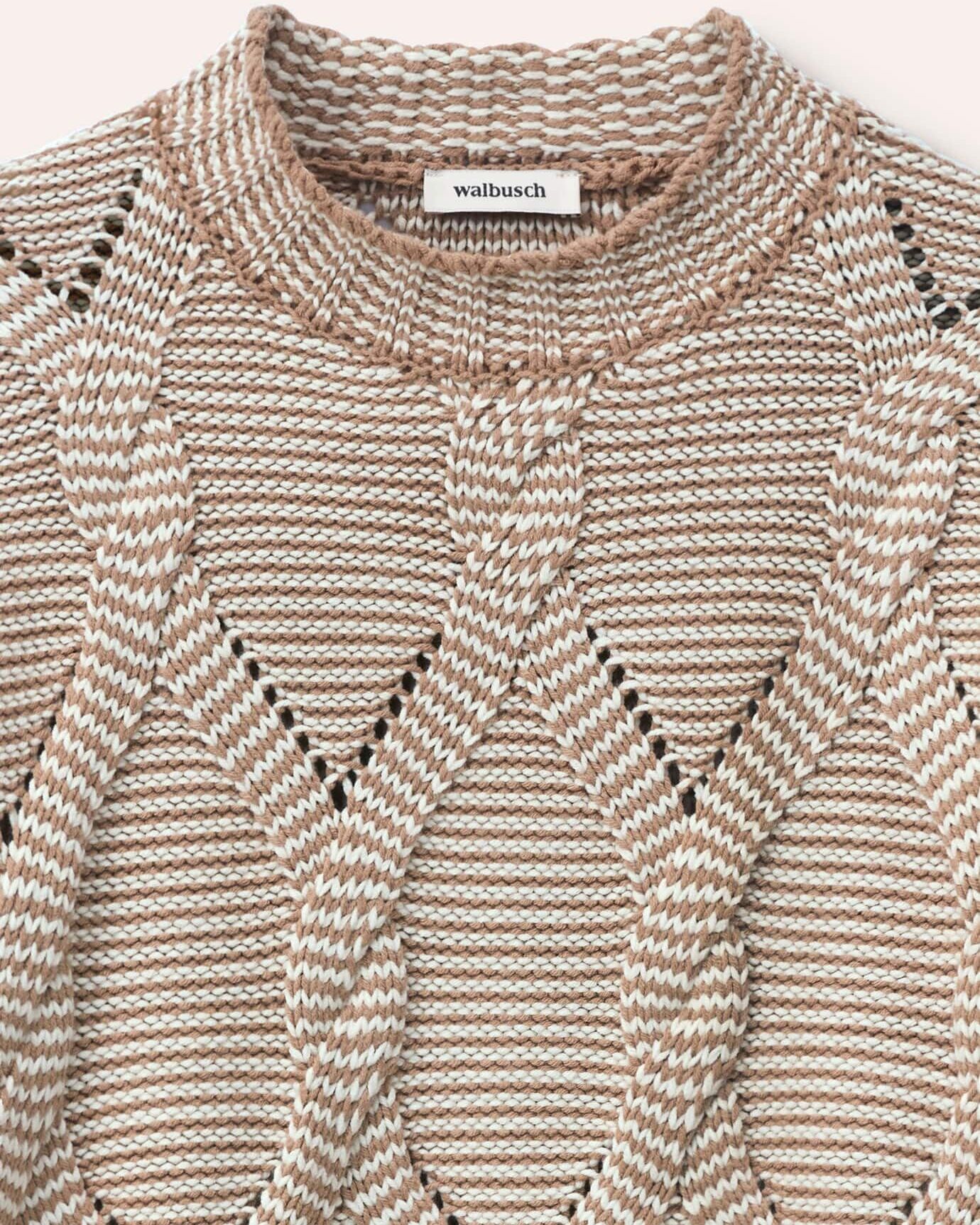 Walbusch Zopfpullover in Baumwollmischung, normale Größen, Farbe Beige, 44, Zopfmuster modern & zeitlos Damen