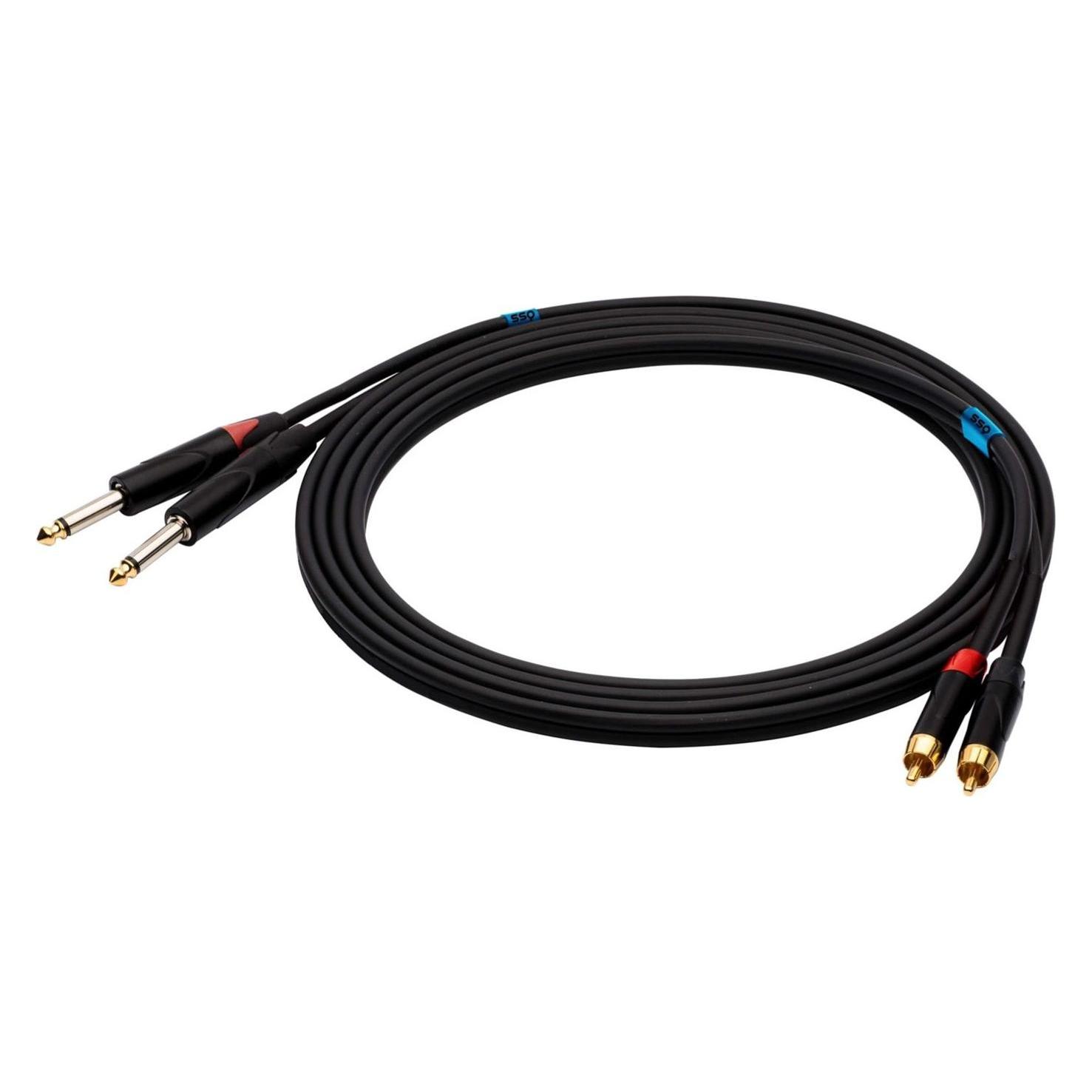 SSQ RCAJM5 - Kabel 2x RCA - 2x Jack Mono 6 3 mm 3 m Schwarz (5 m, Cinch Kabel) (SS-1430)