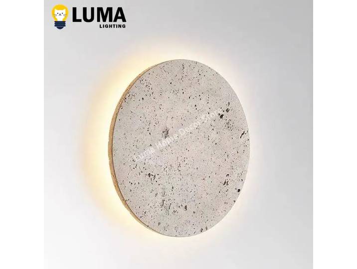 Luma Wabi-Sabi applique murale en travertin jaune, applique murale LED en pierre naturelle pour chevet de chambre à coucher, allée, escalier, décoration de maison