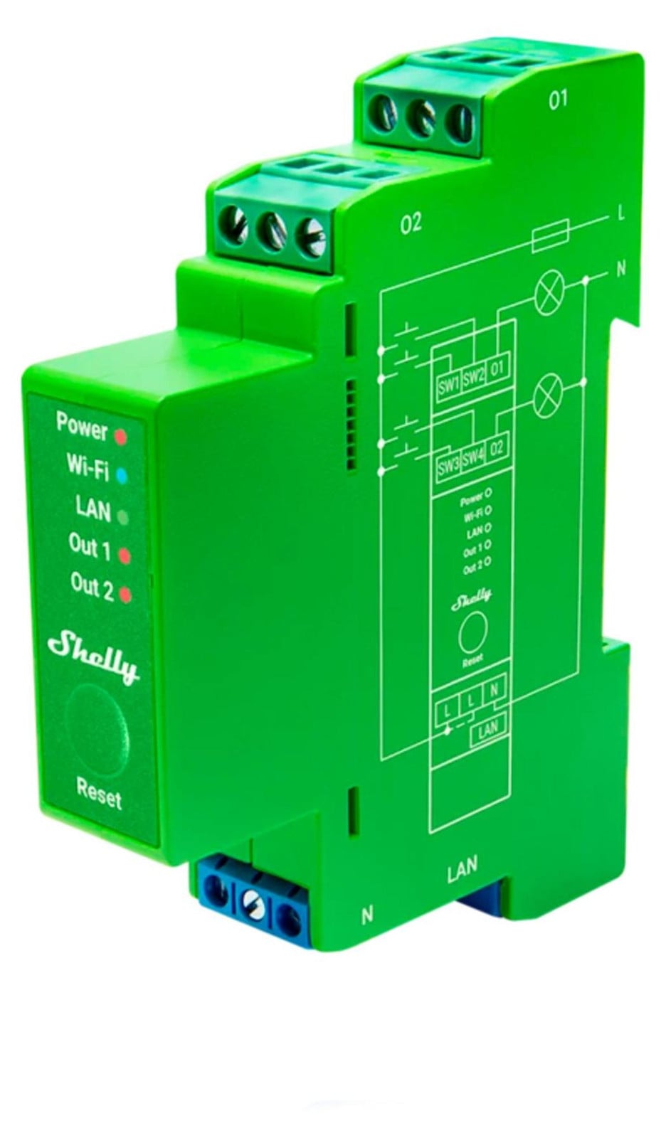Shelly Pro Dimmer 2PM Groen
