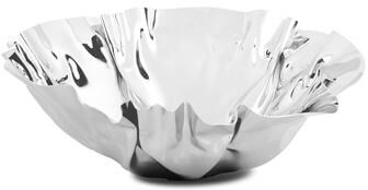 Classic Touch "12.5"" Round Stainless Steel Wavy Design Serving Bowl"