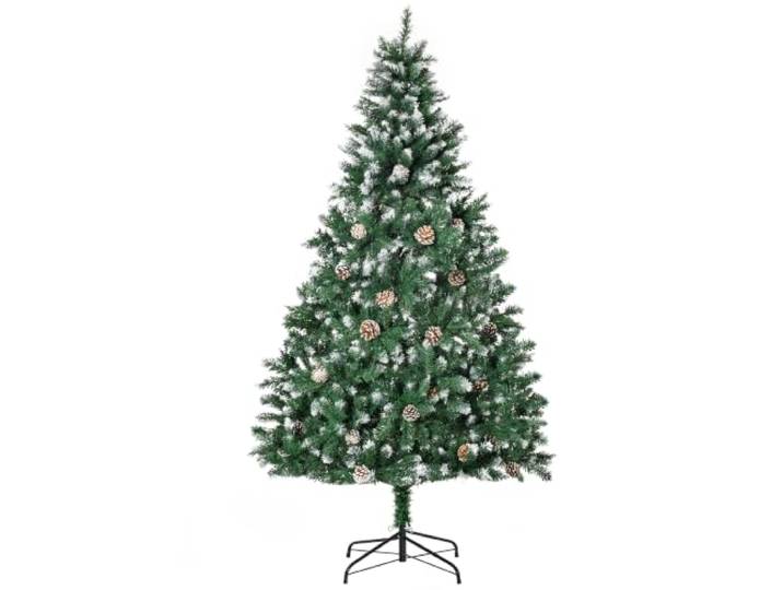 HOMCOM Künstlicher Weihnachtsbaum 180 cm Kieferbaum mit 59 Zapfen Schnee