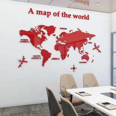 Inspire Essentials 3D Acrylic World Map Wall Sticker Modern Wall Decor red 90.55 47.24 Inches