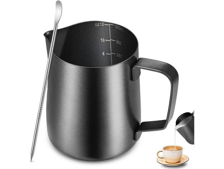 Milchkännchen Edelstahl Schwarz 350 ml, Metall, 7.5x7.5 cm, Geschirr, Kannen & Karaffen, Milchkännchen