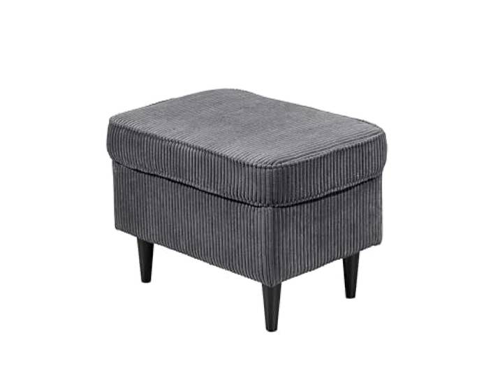 möbelando Fußhocker >Oskar< in ash mit weichem 100% Polyester-Stoffbezug, Schaumstoffpolster, schwarzen Massivholzfüßen, 63x43x42 cm, pflegeleicht, teilw. zusammengebaut und schnell einsatzbereit.